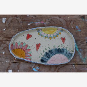 Tallerken Keramik Stentj blomster 