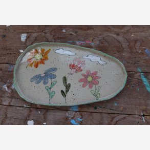 Tallerken Keramik Stentj blomster 