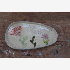 Tallerken Keramik Stent�j blomster 