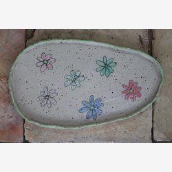 Tallerken Keramik Stentj blomster 