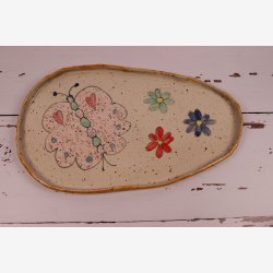 Tallerken Keramik Stentj blomster 