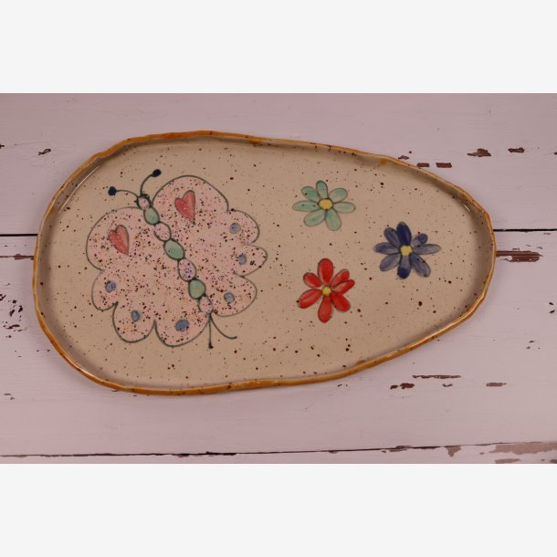 Tallerken Keramik Stentj blomster 