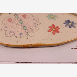 Tallerken Keramik Stentj blomster 